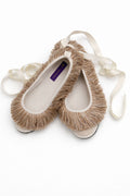 Arlequim Off-white com Franjas em Tons de Bege